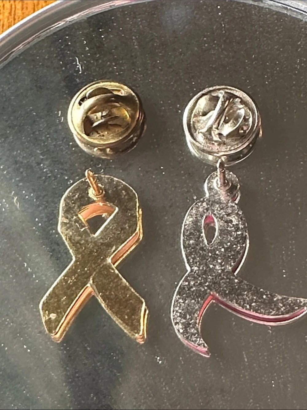 Two Pink Breast Cancer Awareness Ribbon Enamel Lapel Pins